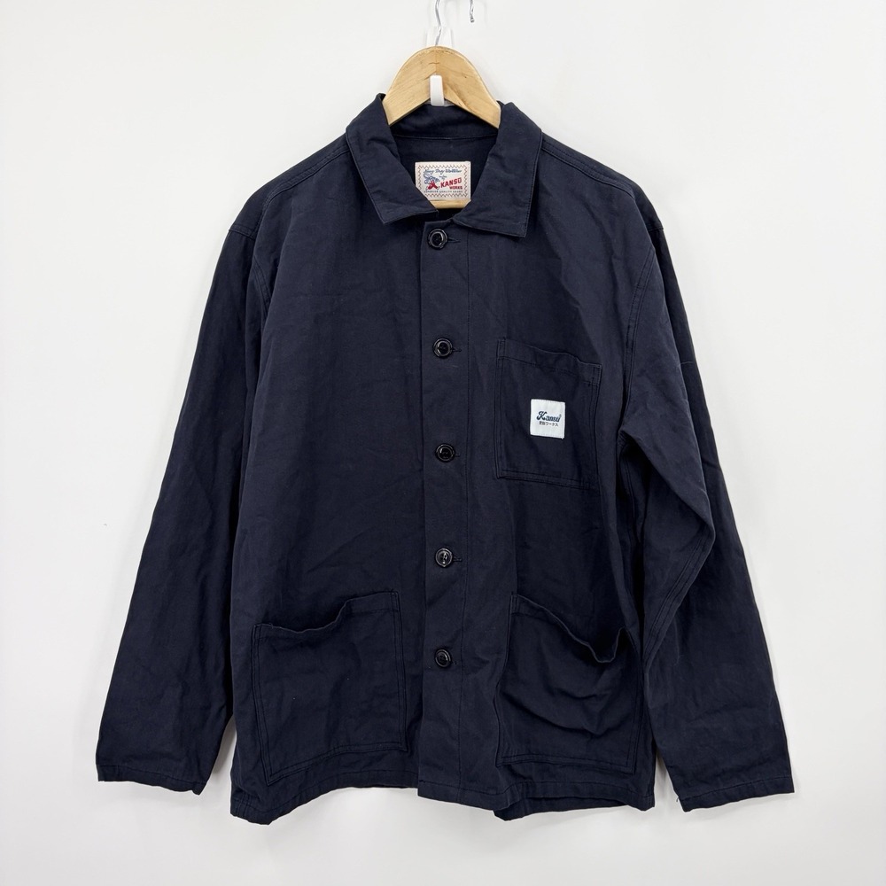 Kansu Works Lightweight French Chore Jacket Medium Japan Cotton Workwear Navy